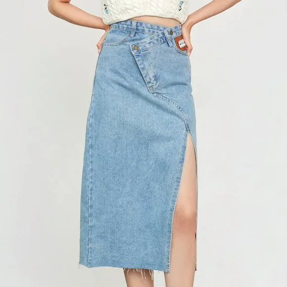 J.ING Samaria Light Sky Blue Asymmetrical Skirt - Picture 1 of 6